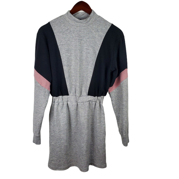 Bershka Womens Sz Small Color Block Sweatshirt Jersey Mini Dress - Picture 7 of 9